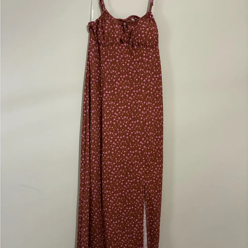 Women Floral Rust Maxi Dress size S new - Picture 4 of 7